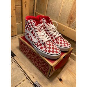NEW Size 7 Vans Filmore Hi Shoes Womens Canvas High Top Red White Checkerboard